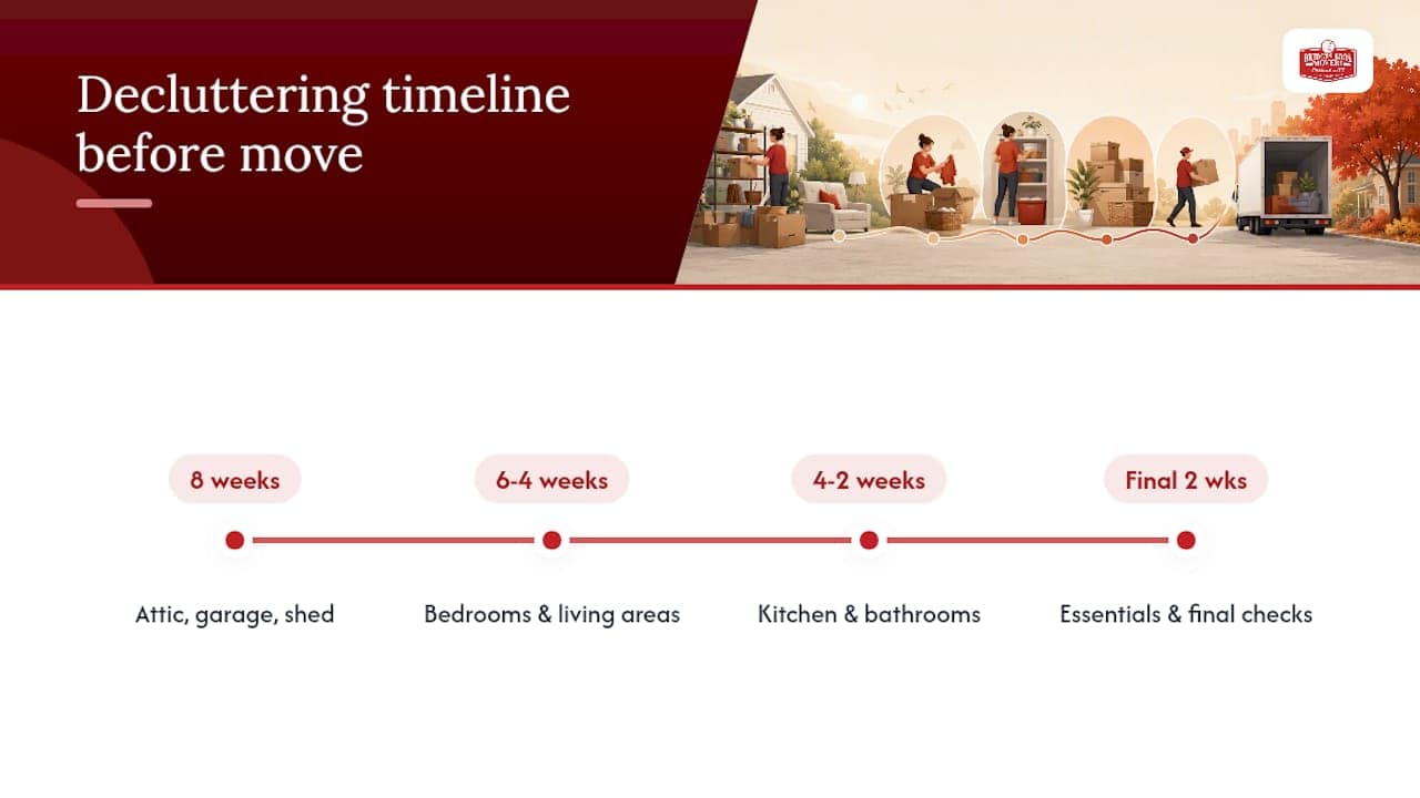 Decluttering timeline by room for fall move
